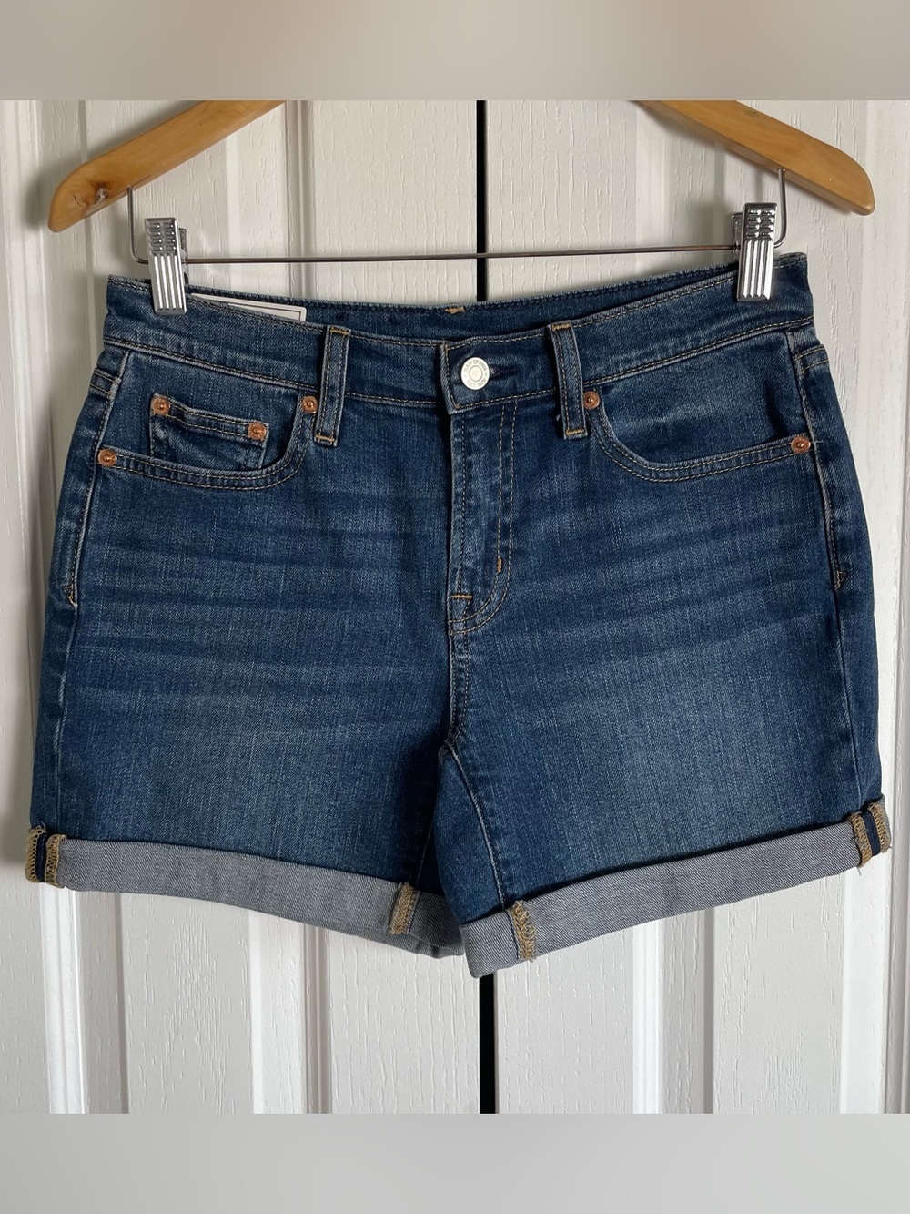 Gap 5” Mid Rise Denim Shorts Women’s 25 | 0 Blue Cuffed Stretch Casual Preppy